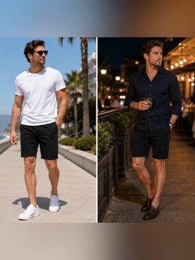 Topman Black Chino Shorts Men’s Size 32 Classic Casual Cotton Flat Front